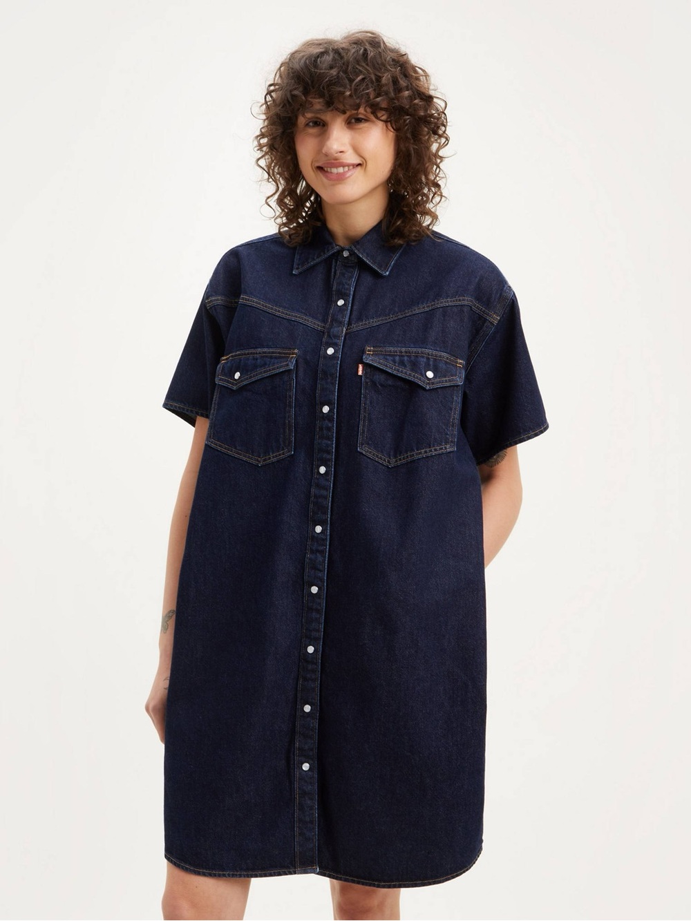 Levi's Dark Blue Denim Western Shirt Dress